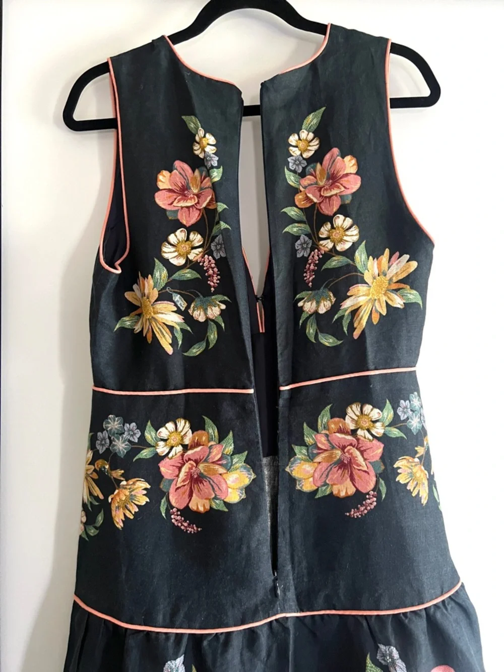 FARM Rio Maira Floral Dark Blue Linen Midi Dress Size Medium NWT - Picture 14 of 16